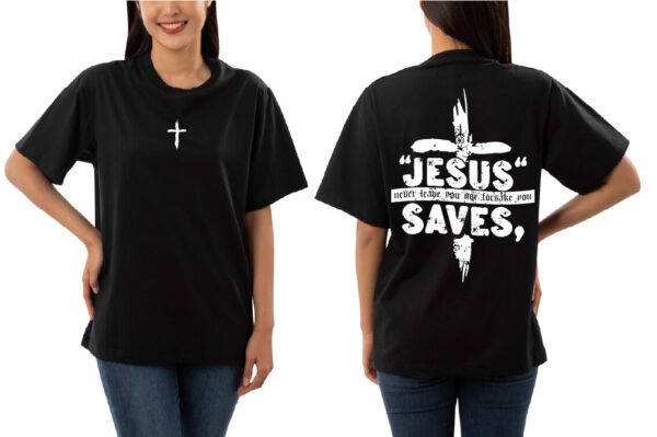 Oversize Tričko - Jesus Saves Never Leaves - Image 4